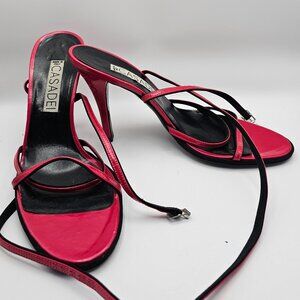 Casadei Red & Black Strappy Stiletto Heels – Size 7 (Made in Italy)